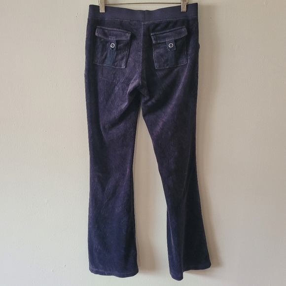 Juicy Couture Y2K Velour Flare Pant Front And Back Pockets Small Purple Gold Vtg - Picture 6 of 9